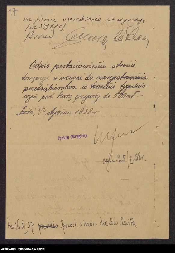 Obraz 19 z jednostki "Symcha Gewirc- wyrób i sprzedaż towarów bawełnianych"