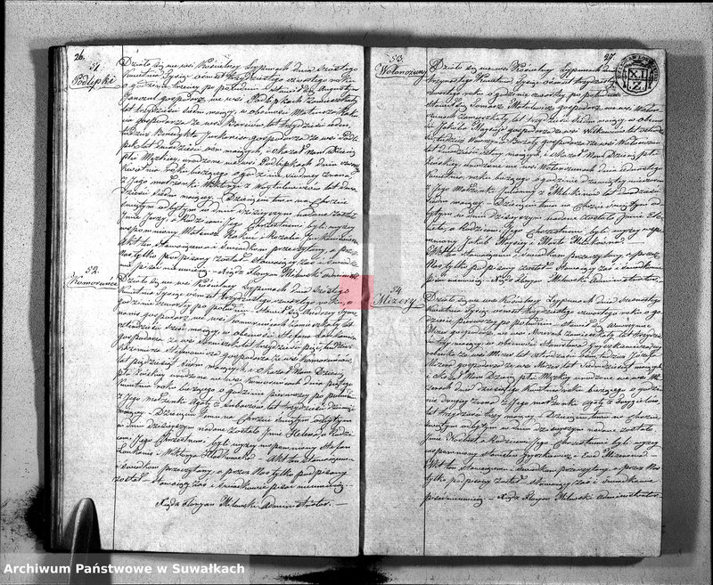 Obraz 16 z jednostki "Księga Duplikatu zawierająca w Sobie Akta Urodzonych, Zaślubionych y Umarłych z Roku 1834 Parafij Leypuńskiey"