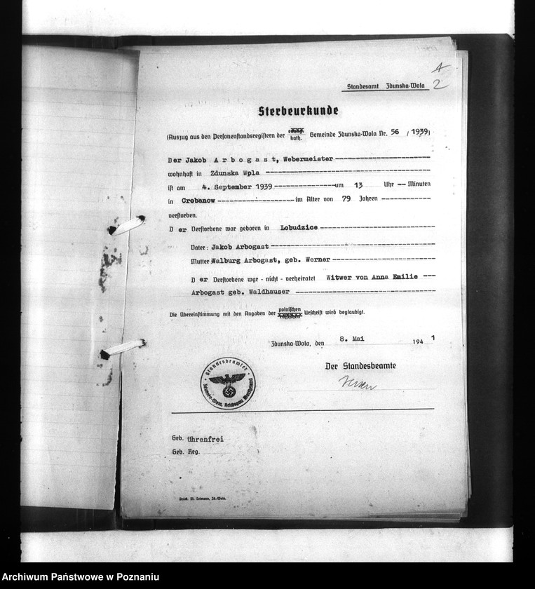 Obraz 6 z jednostki "Wykazy miejscowych Niemców, którzy zginęli w 1939 roku. Kreis Sieradsch (Sieradz)"