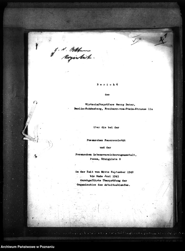 Obraz 4 z jednostki "Kontrola organizacji i działalności poznańskiej ubezpieczalni ogniowej i ubezpieczalni na życie"