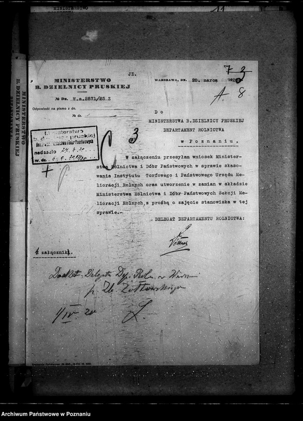 Obraz 14 z jednostki "Sprawy szczegółowo-- administracyjne. Melioracje rolne i torf."