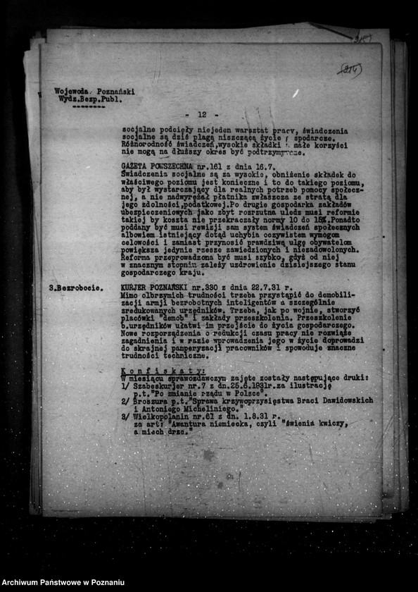 Obraz 16 z jednostki "Sprawozdania sytuacyjne z legalnego ruchu polityczno-społecznego za miesiące lipiec, sierpień, wrzesień 1931 r."