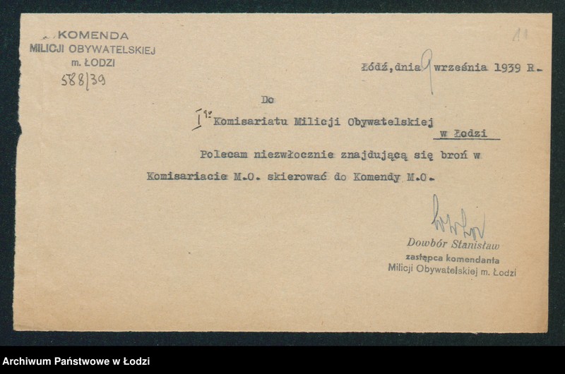 Obraz 13 z jednostki "[Akta I-go Komisariatu Milicji Obywatelskiej - zarządzenia i rozkazy Komendy Milicji Obywatelskiej i władz niemieckich]"