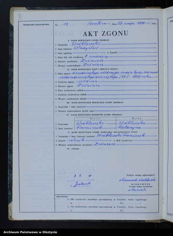 image.from.unit.number "Księga zgonów Nr 1 - 66,1 - 51 i 1 - 44 /przepisana w języku polskim z oryginału niemieckiego w dniach 8.09.- 15.09.1961/"