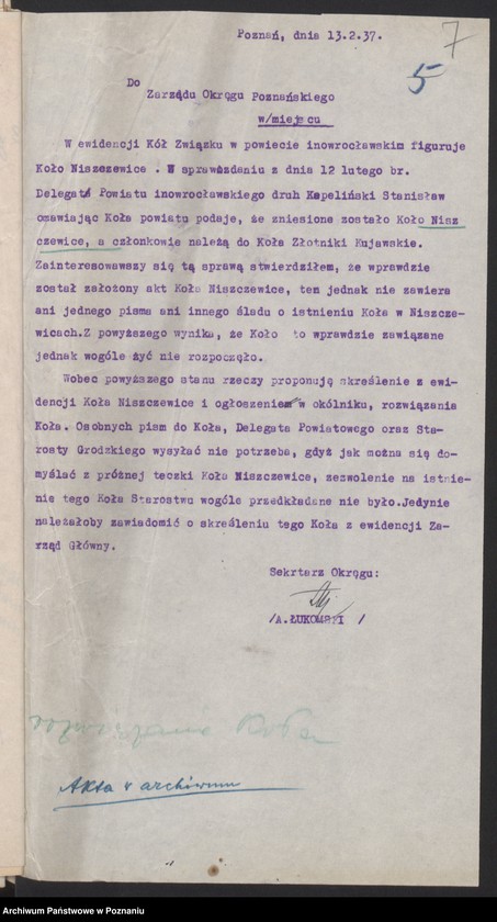 Obraz 10 z jednostki "Niszczewice, powiat Inowrocław - akta koła."