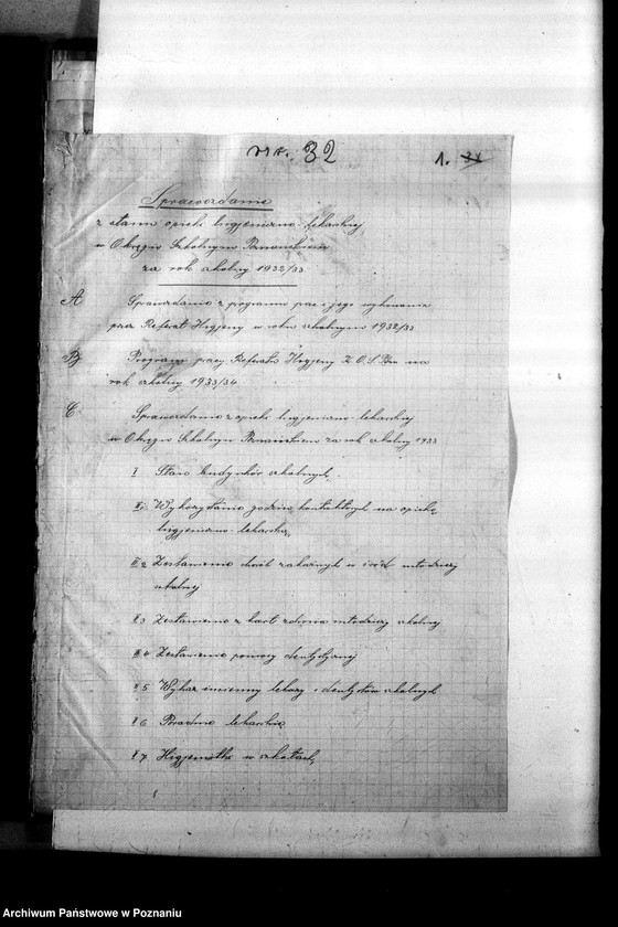 Obraz 5 z jednostki "[Sprawozdania ze stanu opieki higieniczno-lekarskiej w Okręgu Szkolnym Poznańskim]"