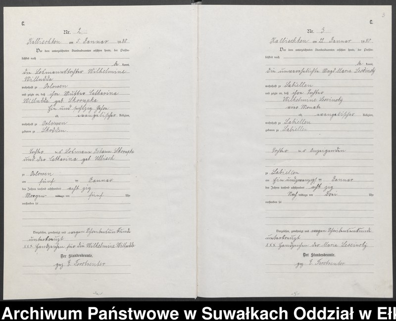 image.from.unit.number "[Sterbe-Neben-Register des Königlich Preussischen Standes-Amtes Kallischken Kreis Johannisburg]"