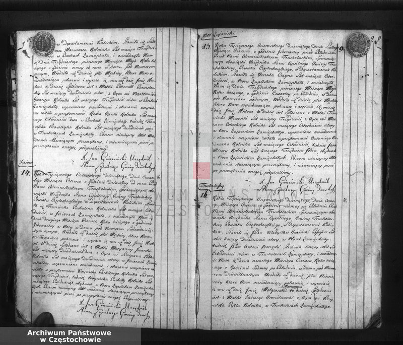 Obraz 7 z jednostki "Akta cywilne urodzeń gminy Truskolasy od dnia 1 miesiąca maja 1809 roku do dnia 30 miesiąca kwietnia 1810 roku wpisane"