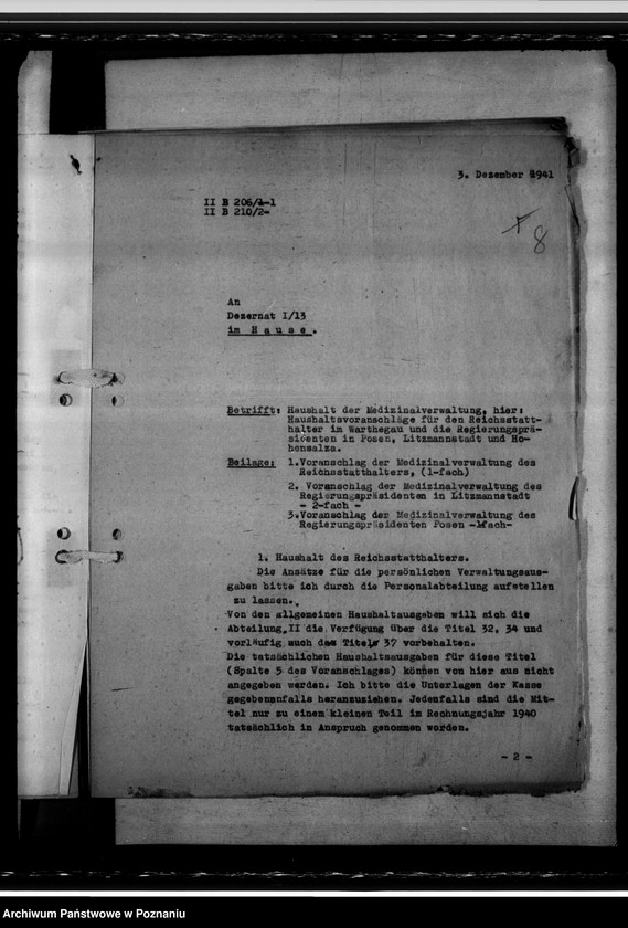 Obraz 11 z jednostki "Haushalt der Medizinalverwaltung - Haushaltsvoranschlag 1942"