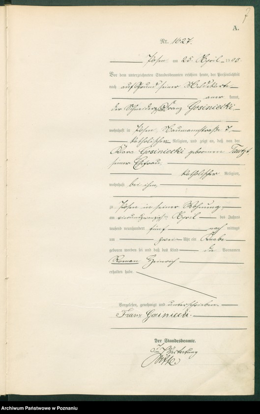 Obraz 9 z jednostki "Księga miejscowa urodzeń tom IV"