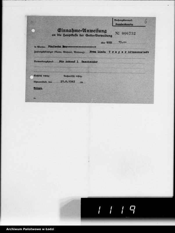 Obraz 10 z jednostki "Einnahme Anweisungen Sonderkonto"