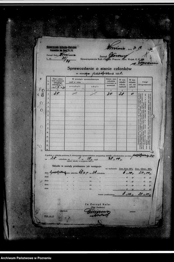 image.from.unit.number "Sprawozdania o stanie członków. Pisma w sprawie potrąceń składek członkowskich z uposażenia"