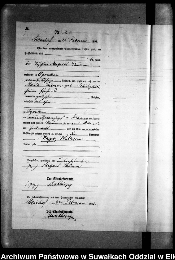 image.from.unit.number "Geburts-Neben-Register des Preussischen Standes-Amtes Gr. Strengeln Kreis Angerburg"