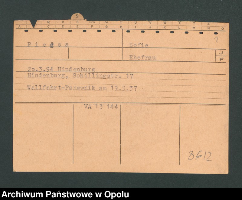 Obraz 3 z jednostki "[Piegsa Sofie, ur. 20.03.1894 Hindenburg]"