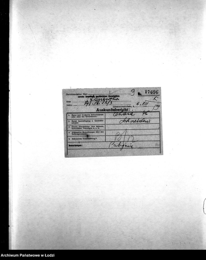 Obraz 12 z jednostki "[Korespondencja z wydziałami gettowymi; z osobami prywatnymi w różnych krajach w sprawie informacji o mieszkańcach getta]"