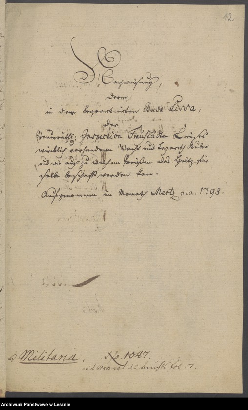 Obraz 14 z jednostki "[Akta betr. die vorhandenen Wacht - und Lazarettstuben]"