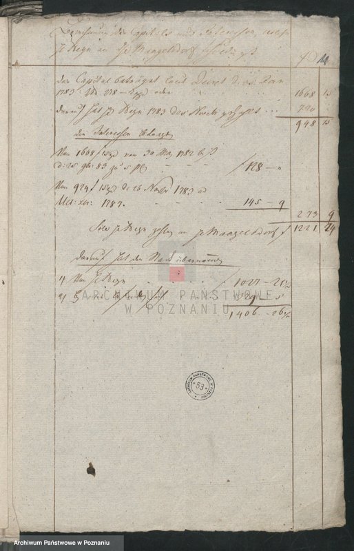 image.from.unit.number "Brechnung der Activorum et Passivorum der Stadt Lissa; język niemiecki"