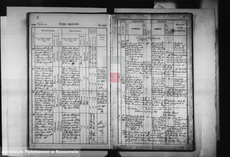 image.from.unit.number "Księga zapowiedzi , małżeństw , urodzeń i zgonów - Połomia, Baryczka, Glinik Charzewski, Glinik Zaborowski, Piekarówka i Wyżne za 1891 rok"