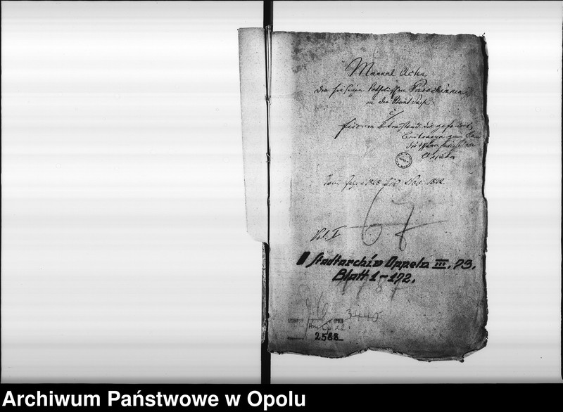Obraz 4 z jednostki "Manual Acten der hiesigen katholischen Parochianen in der Streit-Sache c/. Fiscum betreffend die gefordert[en] Beiträge zum Bau des Pfarrhaußes in Oppeln Vom Jahre 1828 bis Nov: 1832"