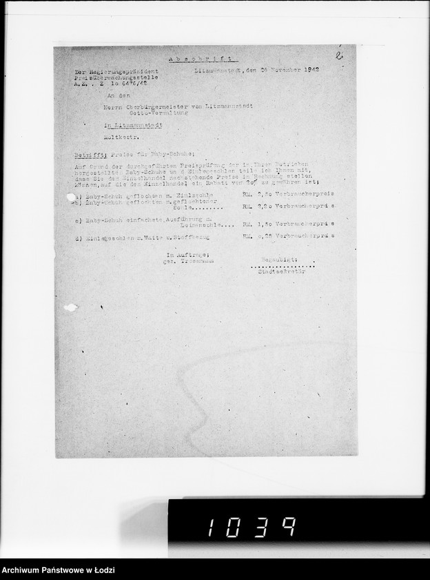 Obraz 6 z jednostki "Auftrag Nr 1096 100.000 Paar Baby-Hausschuhe"