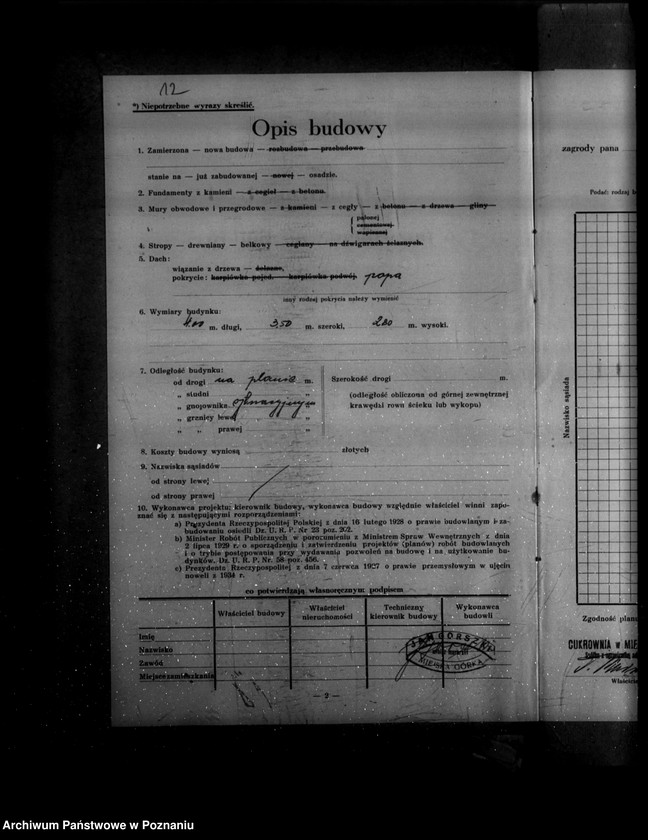 image.from.unit.number "Zatwierdzenie zakładu przemysłowego /przebudowa cukrowni/ w Miejskiej Górce powiat rawicki"