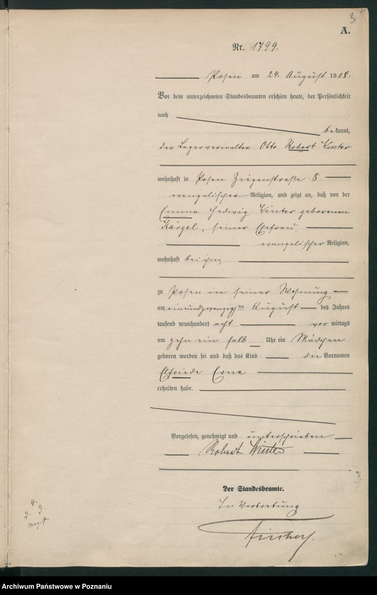 Obraz 5 z jednostki "Księga miejscowa urodzeń tom IV [Rejestr główny urodzeń]"