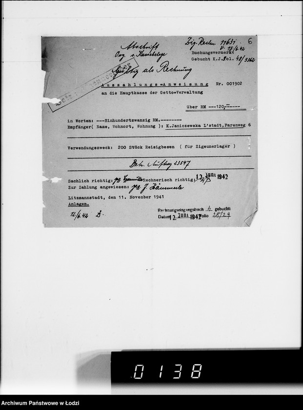 Obraz 10 z jednostki "Diverse I-M.Rechnungen [za dostawy towarów dla Getta]"