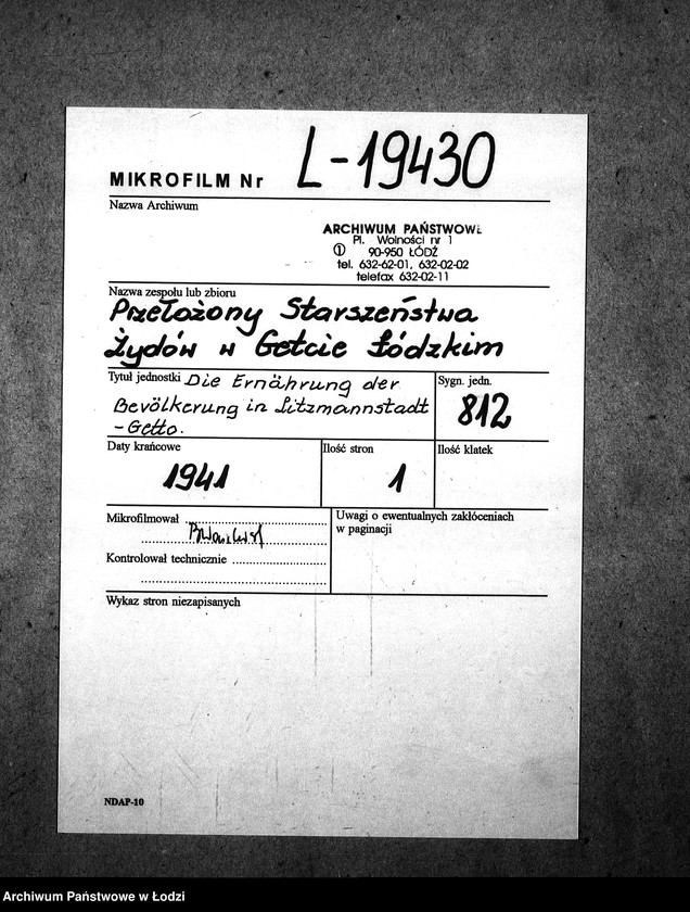 Obraz 2 z jednostki "Die Ernährung der Bevölkerung in Litzmannstadt-Getto"