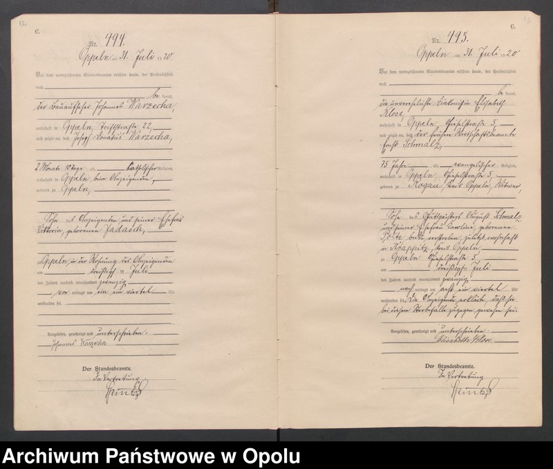 Obraz 9 z jednostki "[Rejestr zgonów] 1920 Tom II Nr 484-794"