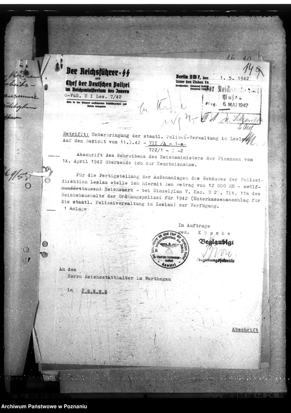 Obraz 18 z jednostki "Unterbringung der Staatlichen Polizeiverwaltung in Leslau (Włocławek)"