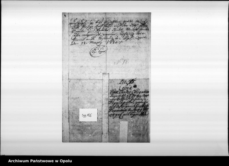 Obraz 5 z jednostki "Kopia obligacji ziemskiej sum depozytowych pobranych w 1691 roku przez miejską władzę fiskalną w Opolu."