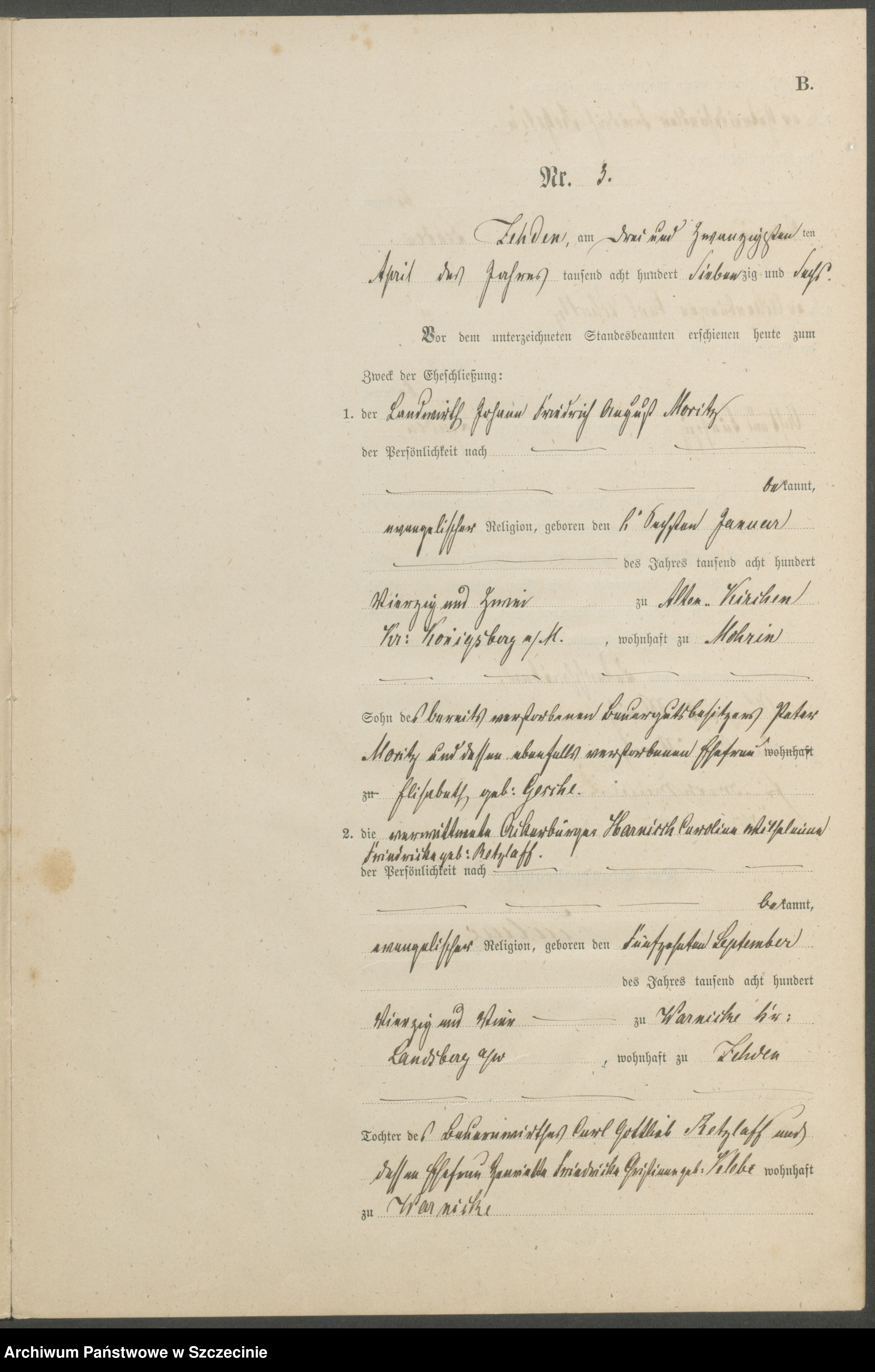 Skan z jednostki: Heiraths-Register (Haupt-Register)