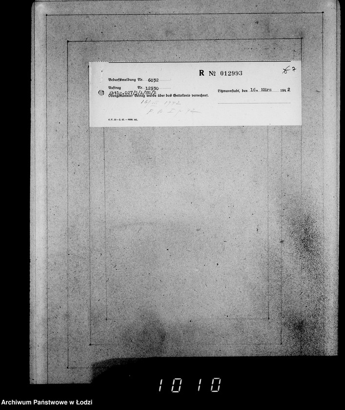 Obraz 11 z jednostki "Aufträge [Lieferscheinen und Rechnungen] 12481-12530 Lebensmitteleinkauf 5/Mü [Dostawa artykułów pierwszej potrzeby do Getta]."