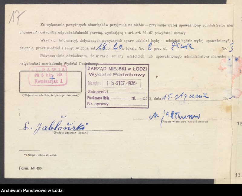 image.from.unit.number "Księga inwentarzowa nieruchomości m. Łodzi ul. Pawia"