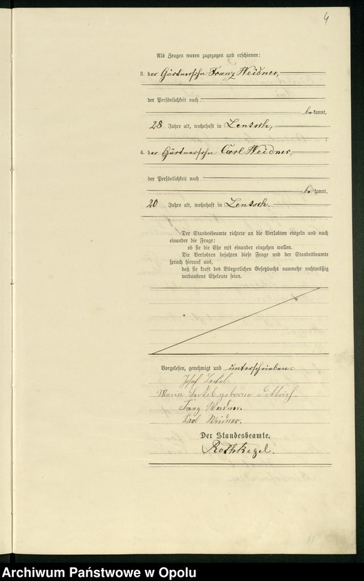 Obraz 8 z jednostki "Heiraths-Haupt-Register des Standsamts Bischofswalde pro 1901"