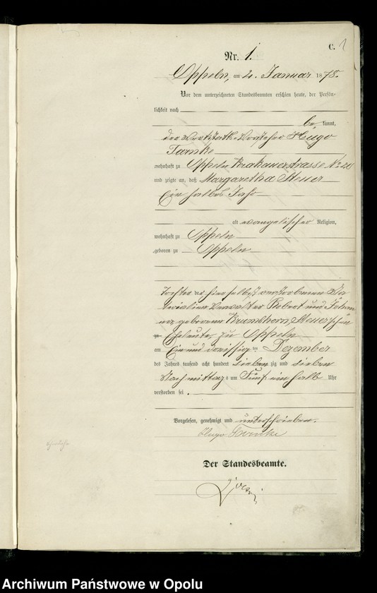 Obraz 4 z jednostki "Urząd Stanu Cywilnego w Opolu 1878 Rejestr zgonów Księga Miejscowa Nr 1 do 376"