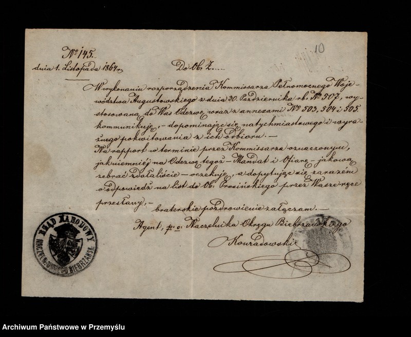 Obraz 8 z kolekcji "O powstaniu styczniowym w wybranych aktach z zasobu Archiwum Państwowego w Przemyślu111"