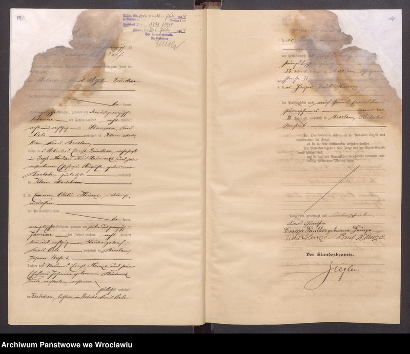 image.from.unit.number "Heiraths-Haupt-Register Breslau I 1911 Band 6"