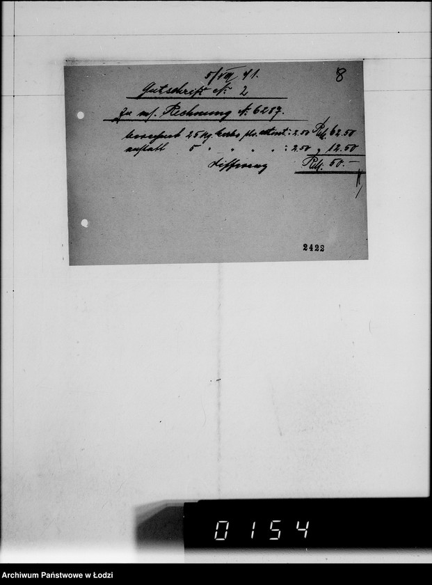 Obraz 12 z jednostki "Gutschriftsanzeigen für die Judengemeinschaft im Getto Litzmannstadt Nr 000001"