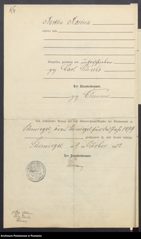 Obraz 19 z jednostki "[Dokumenty dostarczone przez narzeczonych do zawarcia związku małżeńskiego za 1902 rok. Tom XVII]"