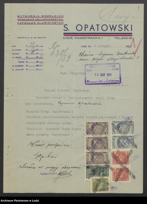 Obraz 3 z jednostki "Chaim Szymon Opatowski - sprzedaż torebek papierowych i foremek aluminiowzch własnego wyrobu"