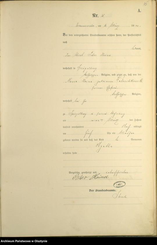image.from.unit.number "Geburts-Haupt-Register Nr 1 - 78"