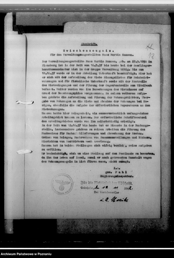 Obraz 16 z jednostki "Hansen, Hans- Martin - komisarz obwodowy"