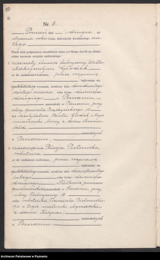 Obraz 11 z jednostki "Księga miejscowa małżeństw tom I [Rejestr główny małżeństw]"