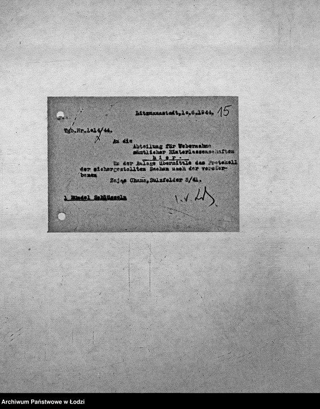 Obraz 18 z jednostki "[Korespondencja z Referatem Opiekuńczym, głównie w sprawach spadków po zmarłych]"