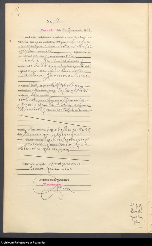 Obraz 20 z jednostki "Księga miejscowa zgonów tom I [Rejestr główny zgonów]"