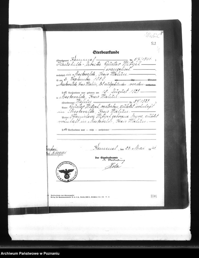 Obraz 8 z jednostki "Wykazy miejscowych Niemców, którzy zginęli w 1939 roku. Kreis Wielun"