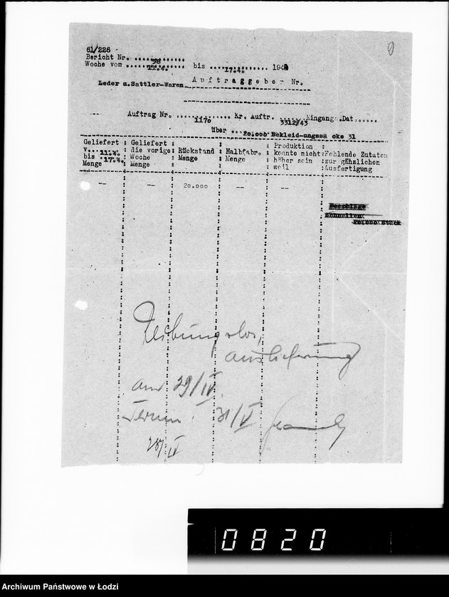 Obraz 13 z jednostki "Bewegungsberichte VIII. [Sprawozdania z wykonania zamówień wojskowych]"