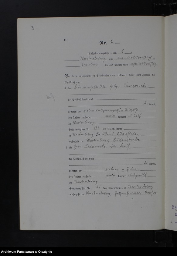 image.from.unit.number "Heirats-Haupt-Register Tom I, Nr 1 - 16"