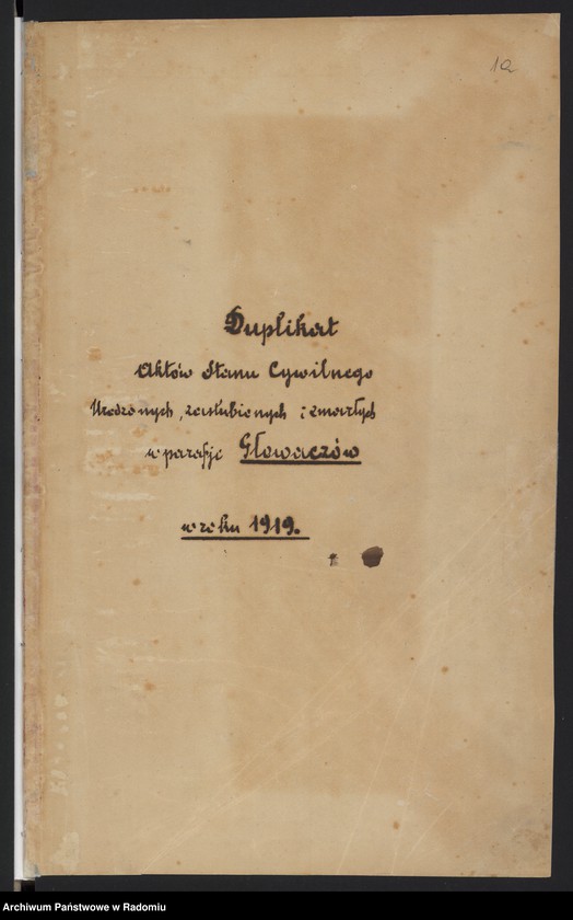 image.from.unit.number "Urząd Stanu Cywilnego w Głowaczowie Akta urodzeń, małżeństw, zgonów 1919 rok"